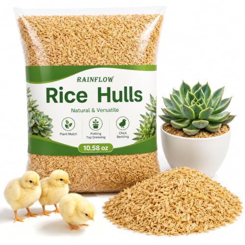 10.58 oz Horticultural Grade Rice Hulls for Plants Natural Rice Husk Soil Amendment for Indoor Plants Potting Mix & Gardening Organic Use for Chicken Bedding Improve Soil Structure