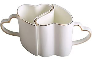 Classy abhome White Porcelain Bone China Heart Shape Coffee Mug Set