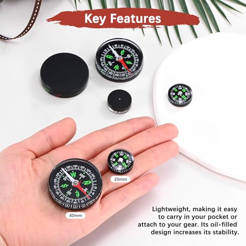 Brújula mini de 40mm pack x5 para camping y senderismo miniatura 6