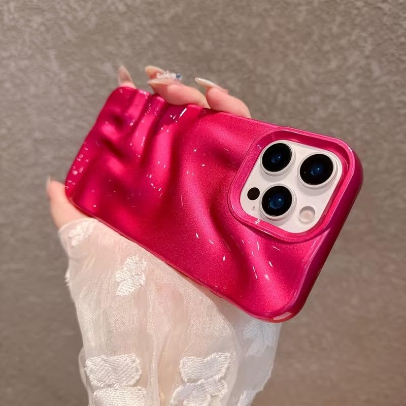 Image of COVERLY Metallic Pink Swirl Sparkle Case Cover for iPhone 12 Pro | Hot Minimalist Faux Wave Cute Design | Water Wrinkle Glitter | Soft Silicone Aesthetic Cover for Girls & Women (Pink, Shockproof)