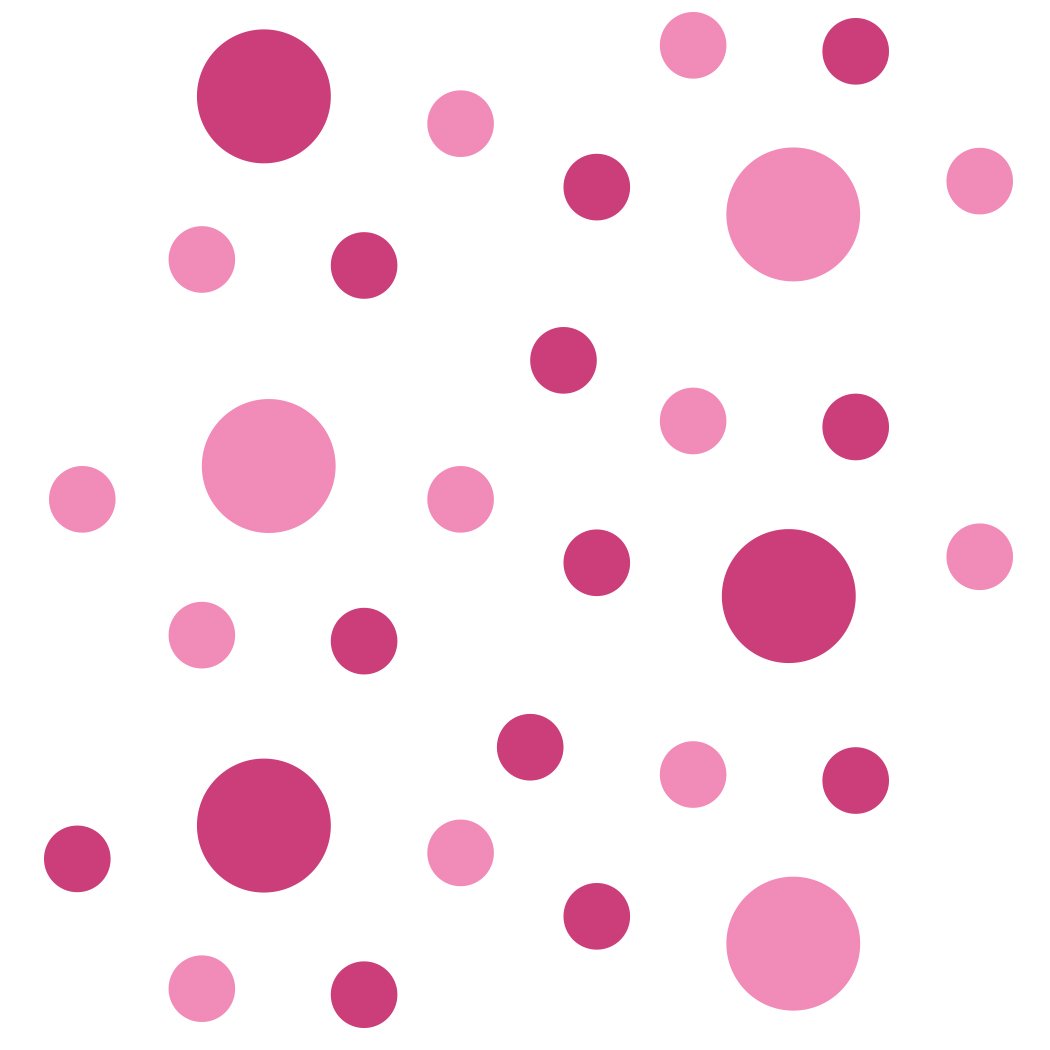 Pink/Hot Pink Vinyl Wall Stickers - 2 & 4 inch Circles (60 Decals)