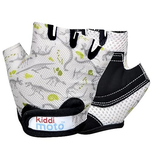 KIDDIMOTO Guanti da Bicicletta per Bambini/Ragazzo/Ragazza - Guanti Ciclismo Corto Mezze Dita - M (4-8 Anni) - Fossile