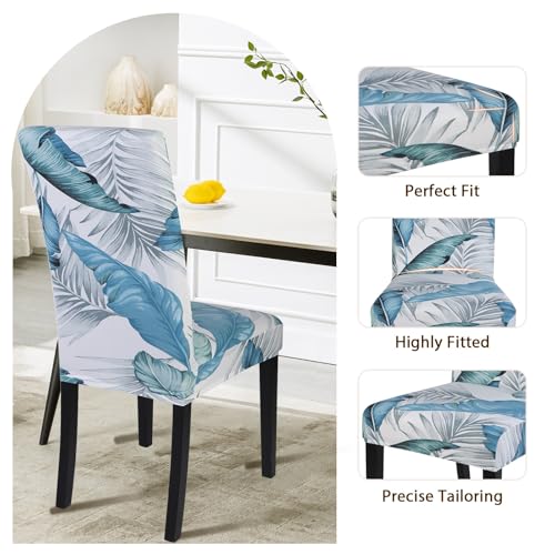 Image of SearchI Dining Room Chair Covers Set of 6, Stretch Printed Parsons Chair Slipcovers Removable Washable Spandex Kitchen Chair Protector Cover for Dining Room, Hotel, Ceremony (Flower Pattern5)