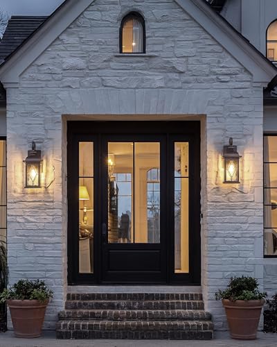 Image of FEMILA Outdoor Wall Light Fixtures, Exterior Waterproof Wall Sconce, 15 inch Front Porch Lights, Anti-Rust ORB Finish with Hammered Glass, UL Listed, 4FD54B ORB-SD
