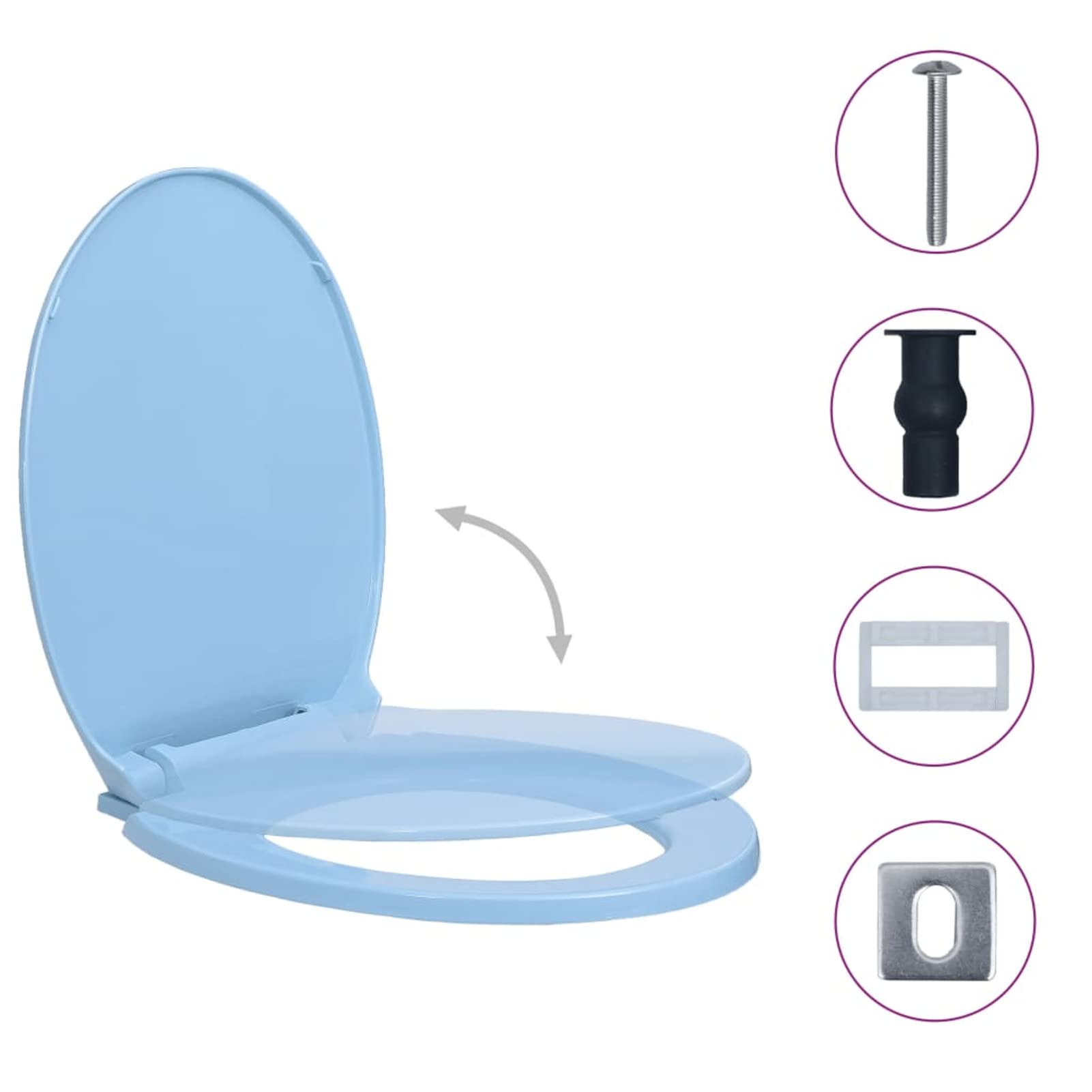 Tapa de váter con cierre suave desenganche rápido, JUNZAI Tapa Wc, Tapa De Inodoro, Asiento Wc, Tapadera Wc, Tapa Water, Recambios Inodoro, ovalada azul