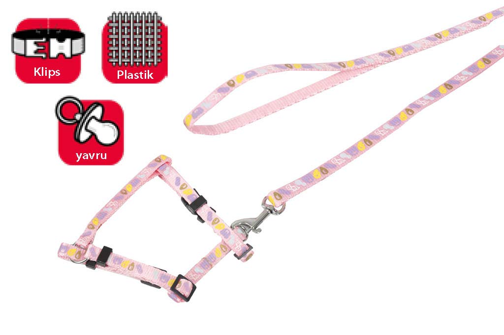 Karlie Yavru Köpek Göğüs Tasma+Uzatma 25-35 cm, Pembe