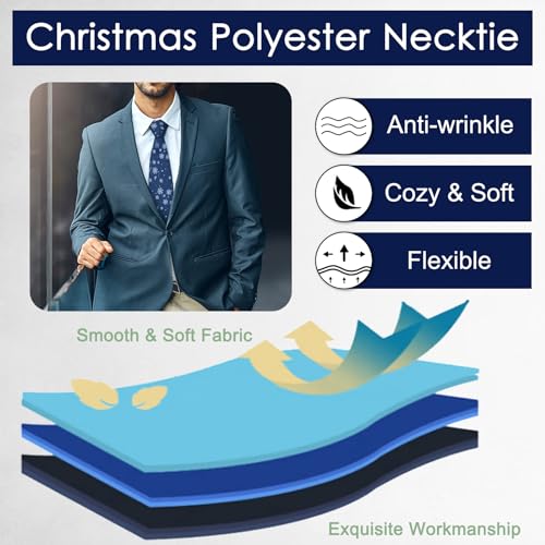Mantieqingway Pre-tied Christmas Ties for Boys/Kids, Adjustable Polyester Silk Ties Neck Tie for Party (Age 5-12) Xmas Gifts2