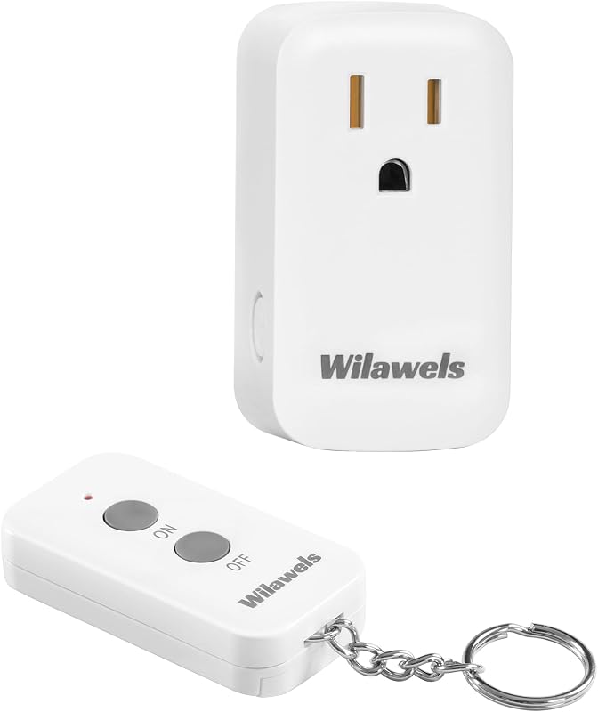 Remote Control Outlet Plug Wireless On Off Power Switch, WILAWELS Wireless Remote Light Switch for Lamp, Light, Fan, Programmable, Compact, 100ft RF Range, FCC Listed, Battery Included W02RC1106