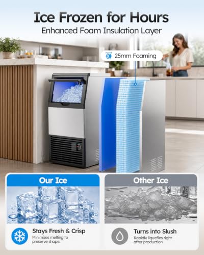 Image of Mojgar Commercial Ice Maker 130lbs /24H with 40lbs Ice Storage 2 Water Inlet