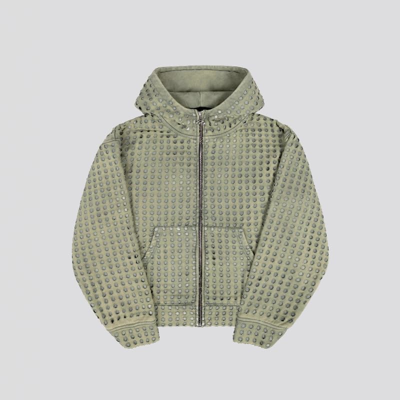 Men' Gothic Hoodie Retro eyelets Hooded sweatshirt Y2K zip up Hoodie Grunge Hooded Sweatshirt Harajuku clothes3