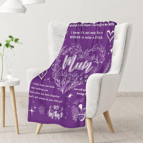 Mom Throw Blanket - Soft, Fuzzy & Warm - 60x80 Inches to My Mom Blankets for Bed, Couch - Modern Throws Birthday Gifts from Daughter or Son