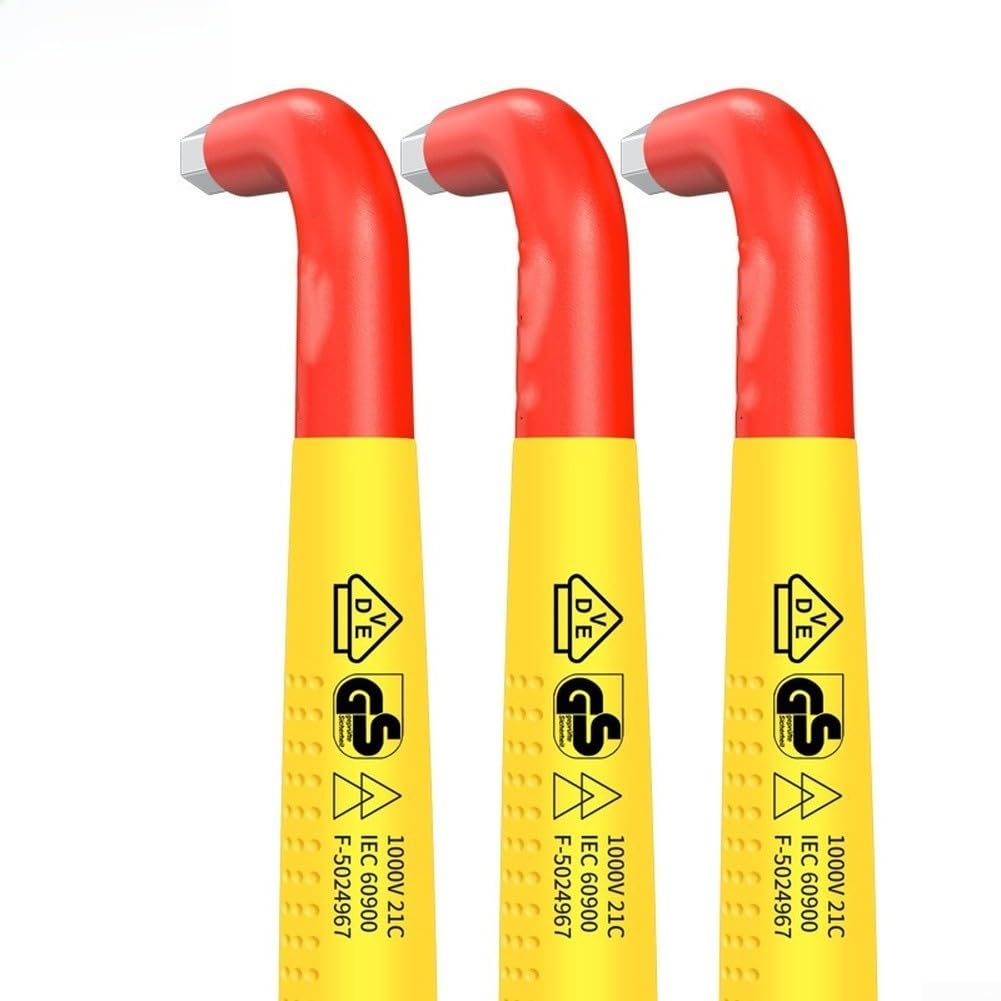 Juego de llaves hexagonales aisladas con certificación VDE, kit de destornilladores hexagonales de 3 a 12 mm para trabajos de alto voltaje (7 piezas tipo A)