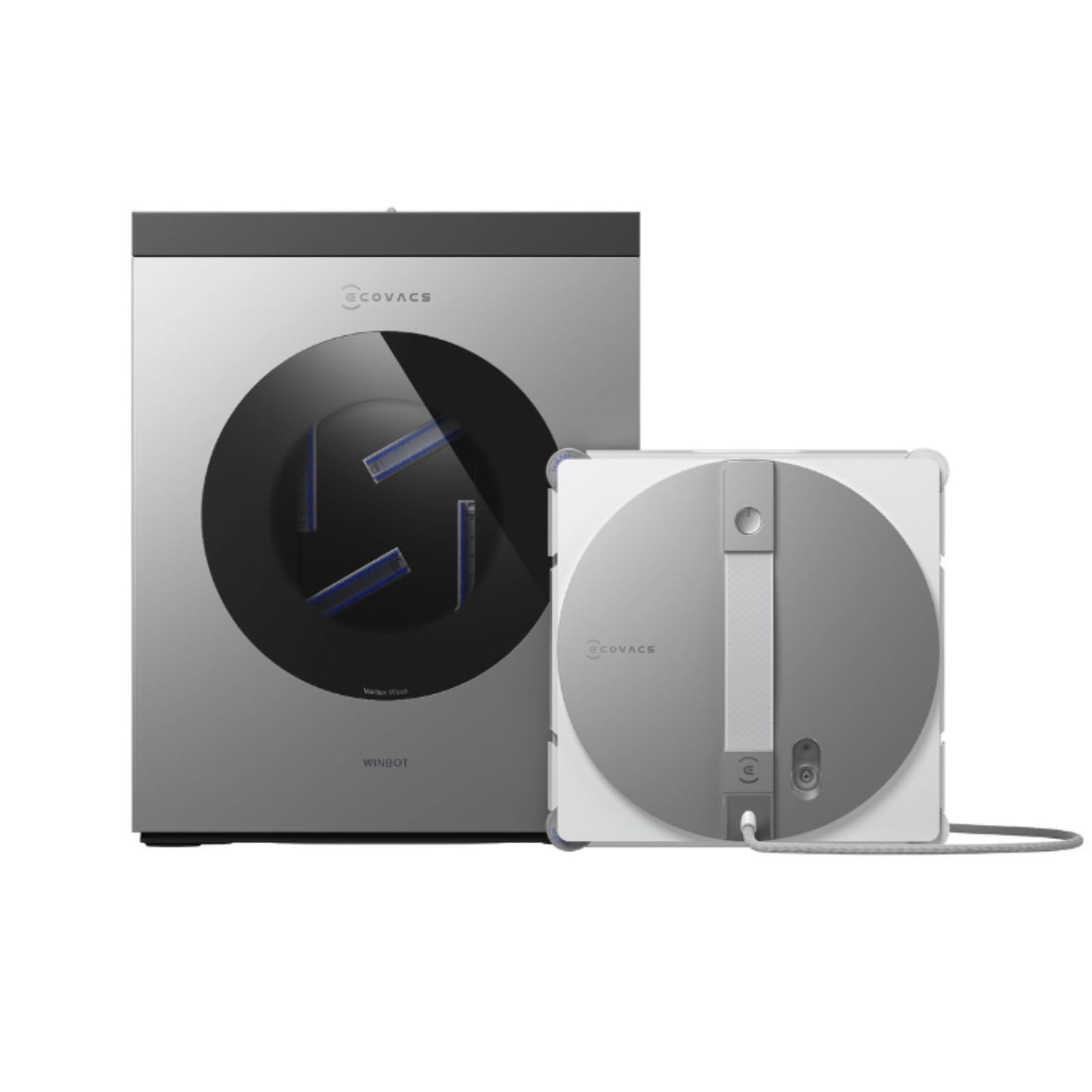 ECOVACS WINBOT W3 OMNI Robot Lavavetri con Stazione Multifunzione, Lavaggio Automatico del Panno, Pulizia Intelligente fino al Bordo, Nebulizzazione a Triplo Ugello, Controllo tramite App