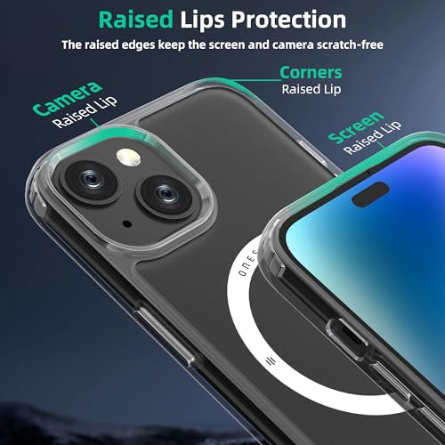Image of ONES for iPhone 13 Case, Translucent Matte Magnetic Phone Case Compatible with Magsafe, Military-Grade Shockproof Cover, Anti-Yellowing Hard Slim Protective Matte Case for iPhone 13