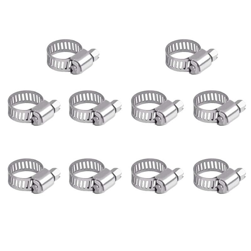 10pcs Hose Clamps 10-16mm Adjustable Hose Clamps Pipe Clamps 304 Stainless Steel Worm Drive Pipes for Home Gas Pipe Water Pipe