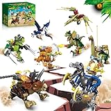 ZZXYPX 8 Pack Dinosaurs Building Blocks Set, 700 Pieces Dinosaur Toys for Age 8-14 Years, Dinosaur World Battle Action Figures, Birthday Gifts for Boys and Girls