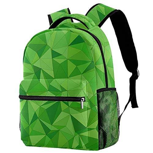 Sac à dos de voyage vert motif mosaïque géométrique pour filles et garçons avec porte-bouteille