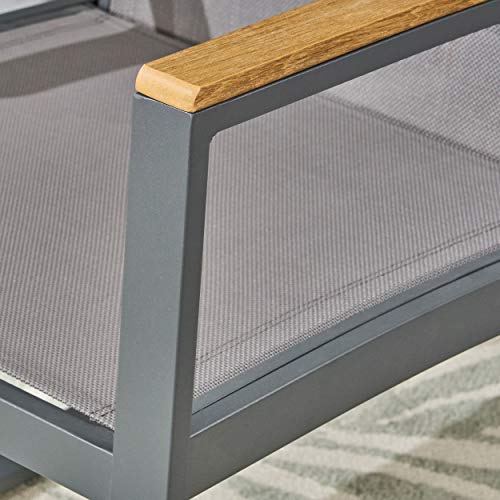 Christopher Knight Home 305235 Aubrey Outdoor Mesh Dining Chairs With Aluminum Frame (Set Of 2), Gray #TOP5