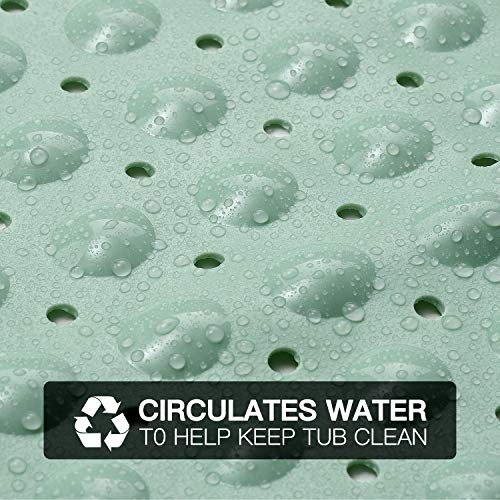 Image of YINENN Bath Tub Shower Mat 40x16 Inch Non-Slip and Latex Free,Bathtub Mat with Suction Cups, Machine Washable Bathroom Mats with Drain Holes (Light Green)