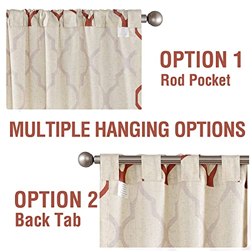 Jinchan Linen Curtains For Living Room Back Tab Curtain Moroccan Print Bedroom Drapery Dining Room Light Filtering Flax Textured Rod Pocket Window Treatment 84 Inch Length 2 Panels Terrared On Beige #TOP6