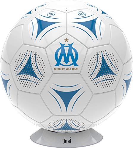 Dual Enceinte Portable Ballon de Foot,20W, Série Olympique de Marseille, Blanc / Bleu