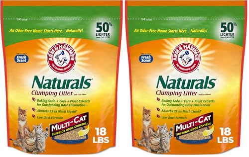 Image of ARM & HAMMER Naturals Clumping Cat, Litter Odor Control, Multi Cat Litter, 18 lb. Bag (Pack of 2)