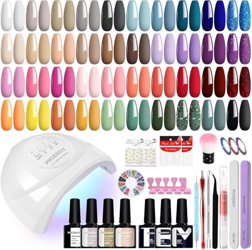 Phoenixy Gel Nail Kit with 48W Lamp, 40 Colours