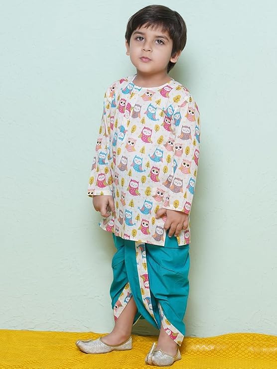 Image of AJ DEZINES Kids Ethnic Wear Pure Cotton Dhoti Kurta Set For Boys