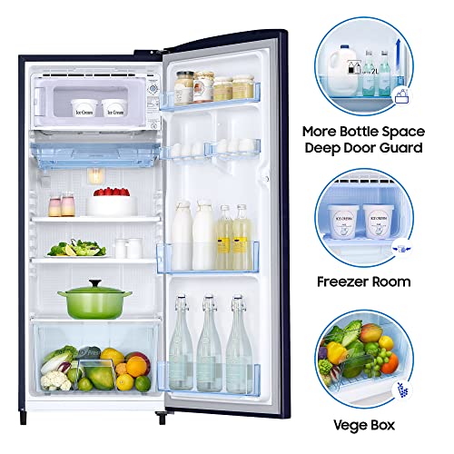 Image of Samsung 192 L 2 Star Direct Cool Single Door Refrigerator Appliance (RR19A2Y2B6U /NL, Mystic Overlay Blue)