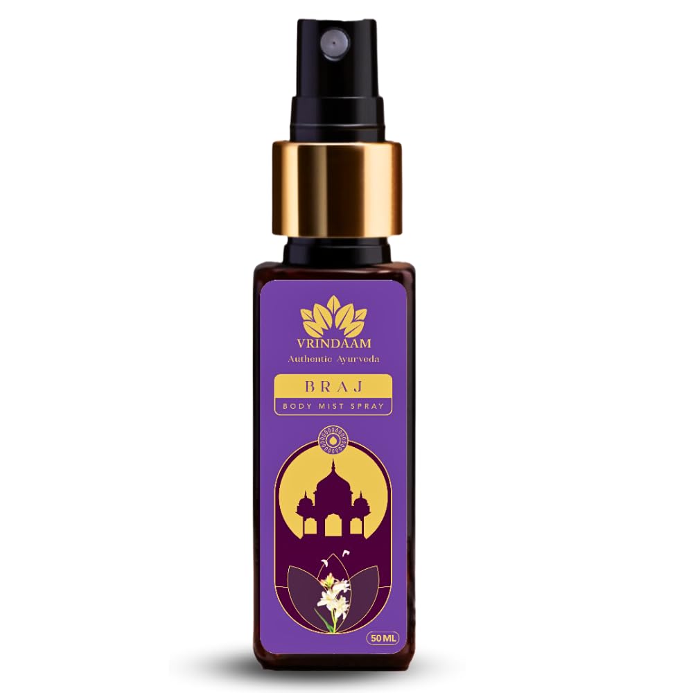 Vrindaam Braj Body Mist With Divine Fragrance | Helps Revitalise & Boosts Positivity | Floral Scent | Ayurvedic, Chemical-free & Long Lasting - 50ML-picture-49