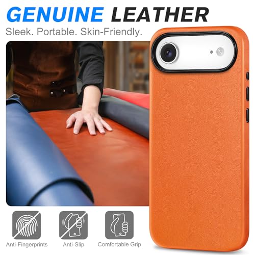 Image of SHIELDON Genuine Leather Case for iPhone Air 6.5 inch 2025, Orange