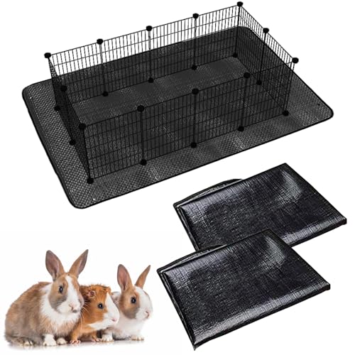 Oncpcare - Lot de 2 tapis imperméables pour animaux de compagnie (150 x 100 cm, base réutilisable pour lapins, furets et autres petits animaux), couleur noir