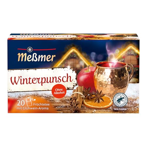 Meßmer Winterpunsch | Früchtetee mit Glühweinaroma, ohne Alkohol | 20 Teebeutel | Vegan | Glutenfrei | Laktosefrei