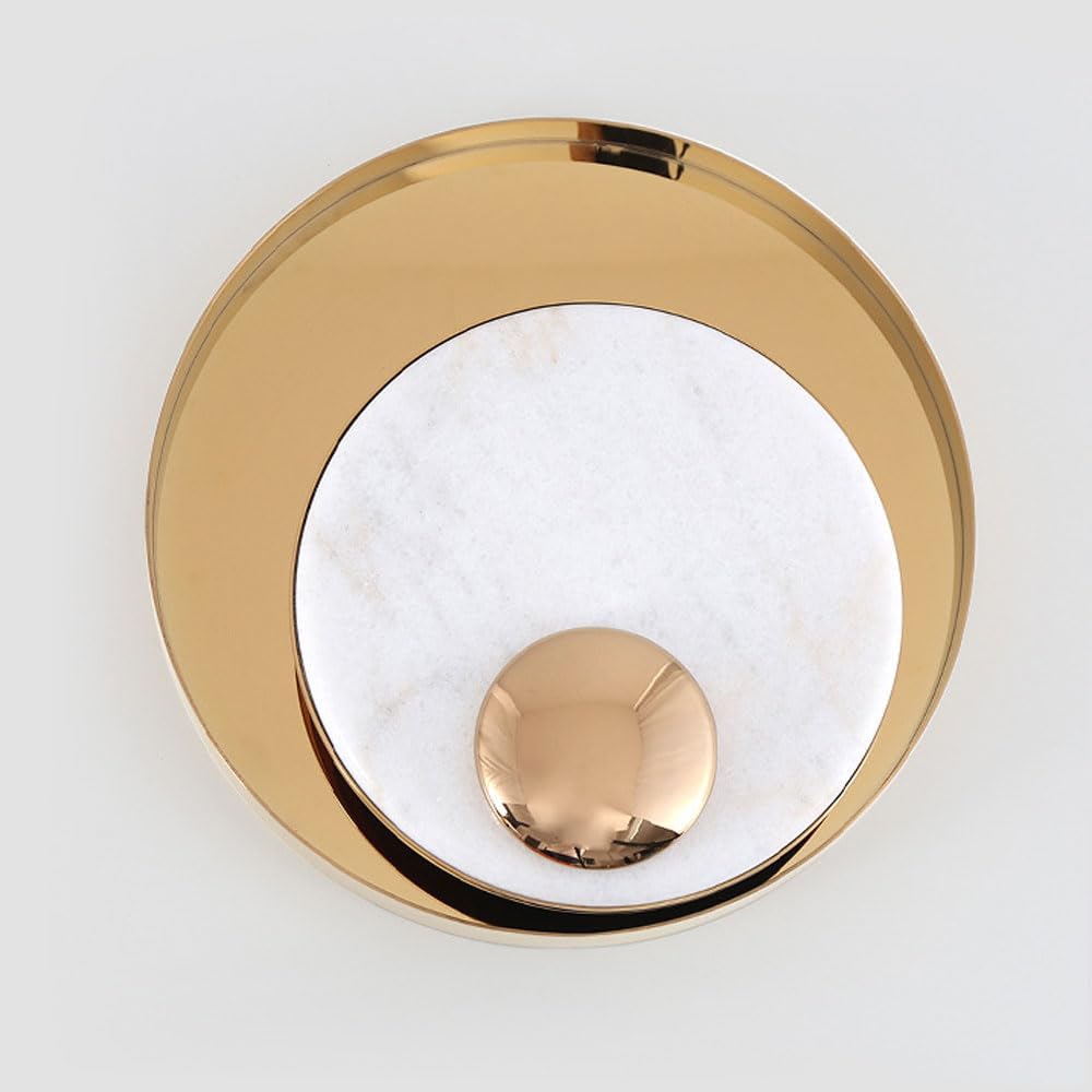 HAIDU 11.8in Round Wall Sconce, Modern Industrial Style Marble Wall Lamp, Hard Wire Connection Wall Light, Bedroom Corridor Living Room Decorative Lighting Fixtures