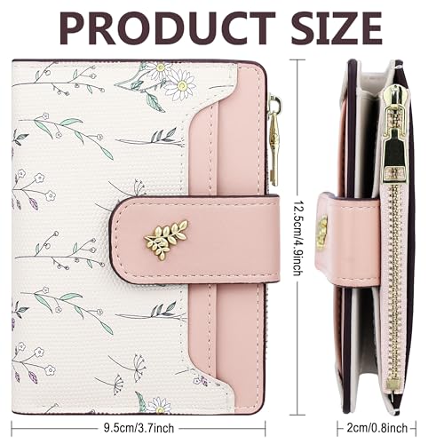 Image of Farcauo Womens Wallet with RFID Blocking Cute Small Wallets for Women Thin Pink Women's Wallet Kawaii Flower Card Wallets for Women Ladies