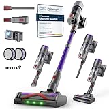Circlio Akku Staubsauger, 600W/58000Pa/75Min, Laufzeit Staubsauger Kabellos mit Smart LED Display und Ladestation, Selbststehender Akkusauger mit Antitanglebürste für Teppich, Hartboden und Tierhaare