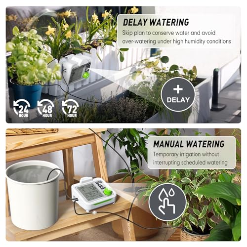 RAINPOINT Large Display Automatic Plant Waterer Indoor for Pot Plant,Cycle & Soak Mode Vacation Self Watering Drip Irrigation System Device Kit - image 4
