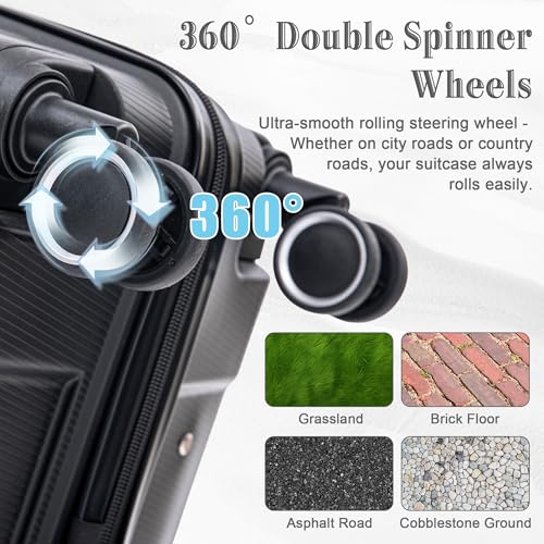 Image of Hardside 4 Luggage Set, Lightweight Wave Suitcase with Spinner Wheels