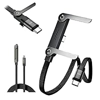 Vista 1 de Cable de carga rápida trenzado de 240 W con soporte para teléfono integrado, cable USB-C plegable duradero de 90 grados, cable USB C de ángulo