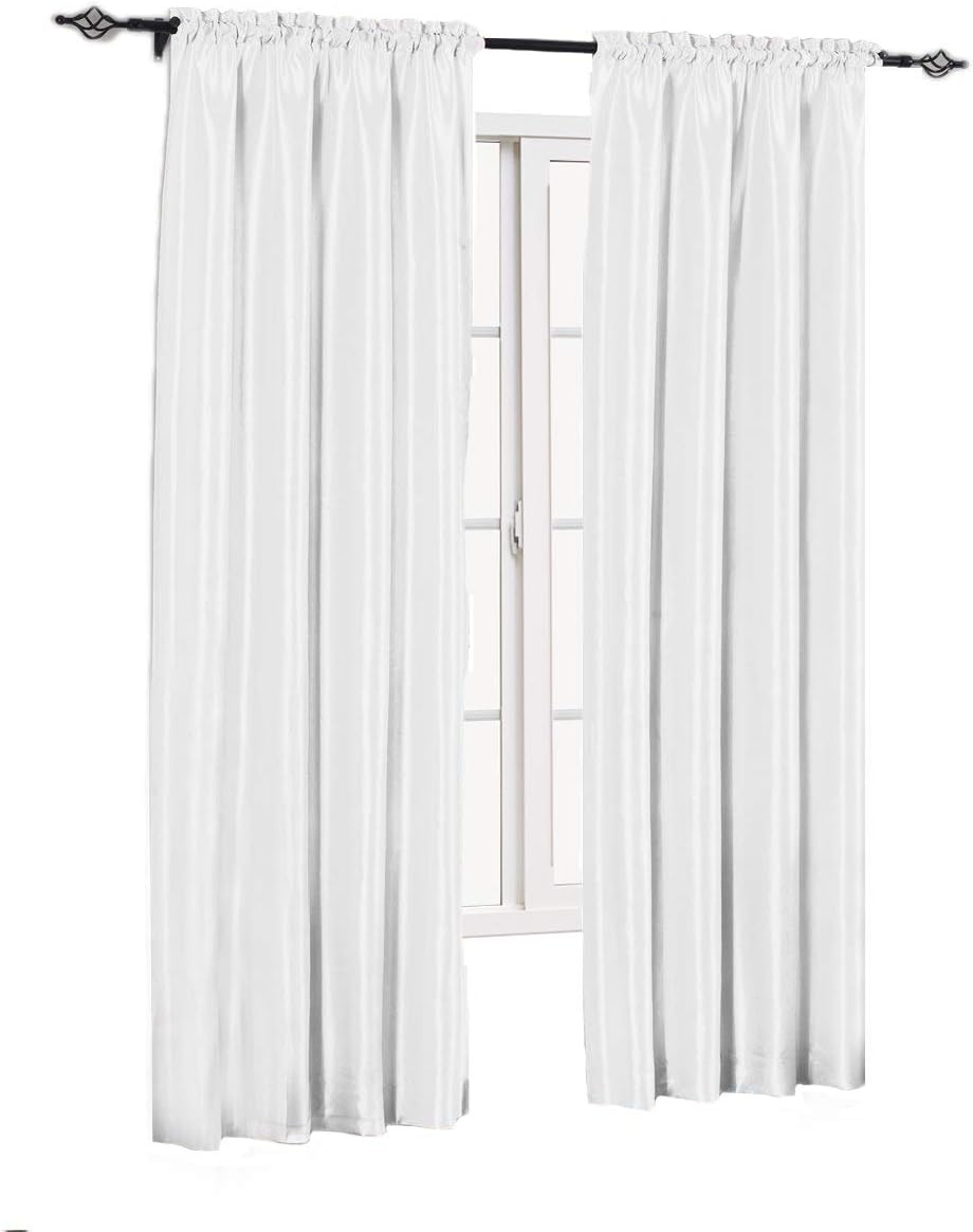 sheetsnthings Soho Faux Silk, 84-Inch Wide x 108-Inch Long, Polyester, Set of 2 Curtain Panels, Ivory