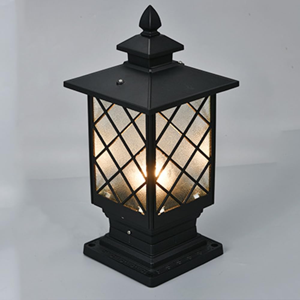 Chao Zan Traditional Vintage IP55 Garden Lantern Style Lamp Post Pillar Light E27(Bulb not Included) (026)