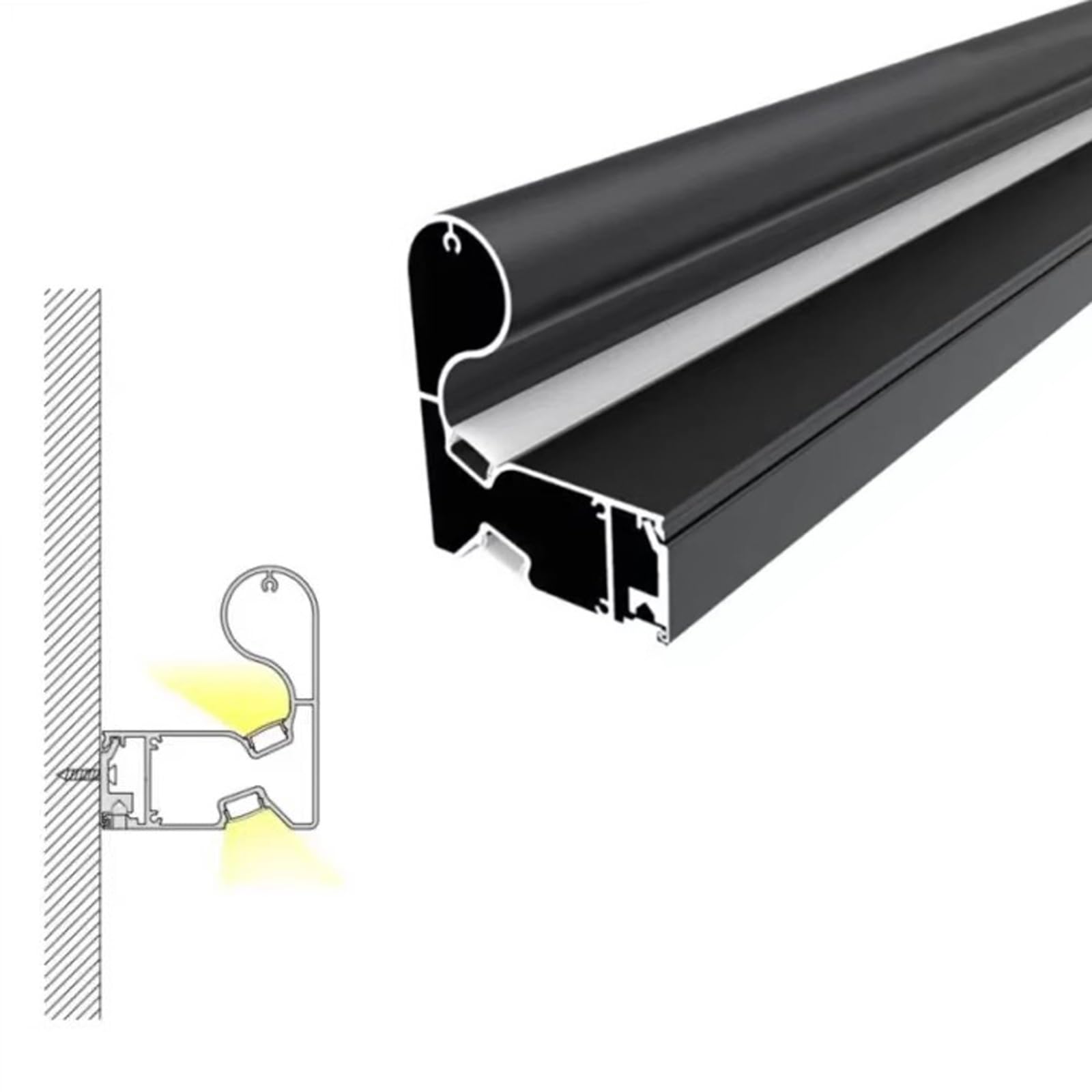 ZAQYCM Pasamanos Escalera Kit De Barandilla De Escalera De Aluminio con Canal LED, Pasamanos Comercial De Pared para Lofts Porches Caminos Sótanos Y Guarderías(16.5ft/503cm)