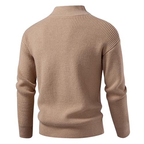 Mens Double Zip Cardigan Sweater Fall Winter Solid Long Sleeve Stand Collar Slim Fit Ribbed Knitted Sweaters Outwear2