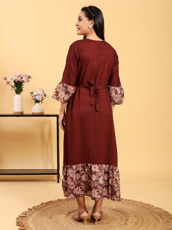 Image of RITIJYA Zipless Feeding Kurta Dress for Women | Maternity Nursing Kurti, No-Zip Easy Access | Extra Pleats Pre to Post Pregnancy | Quick-Dry Fabric | S-4XL