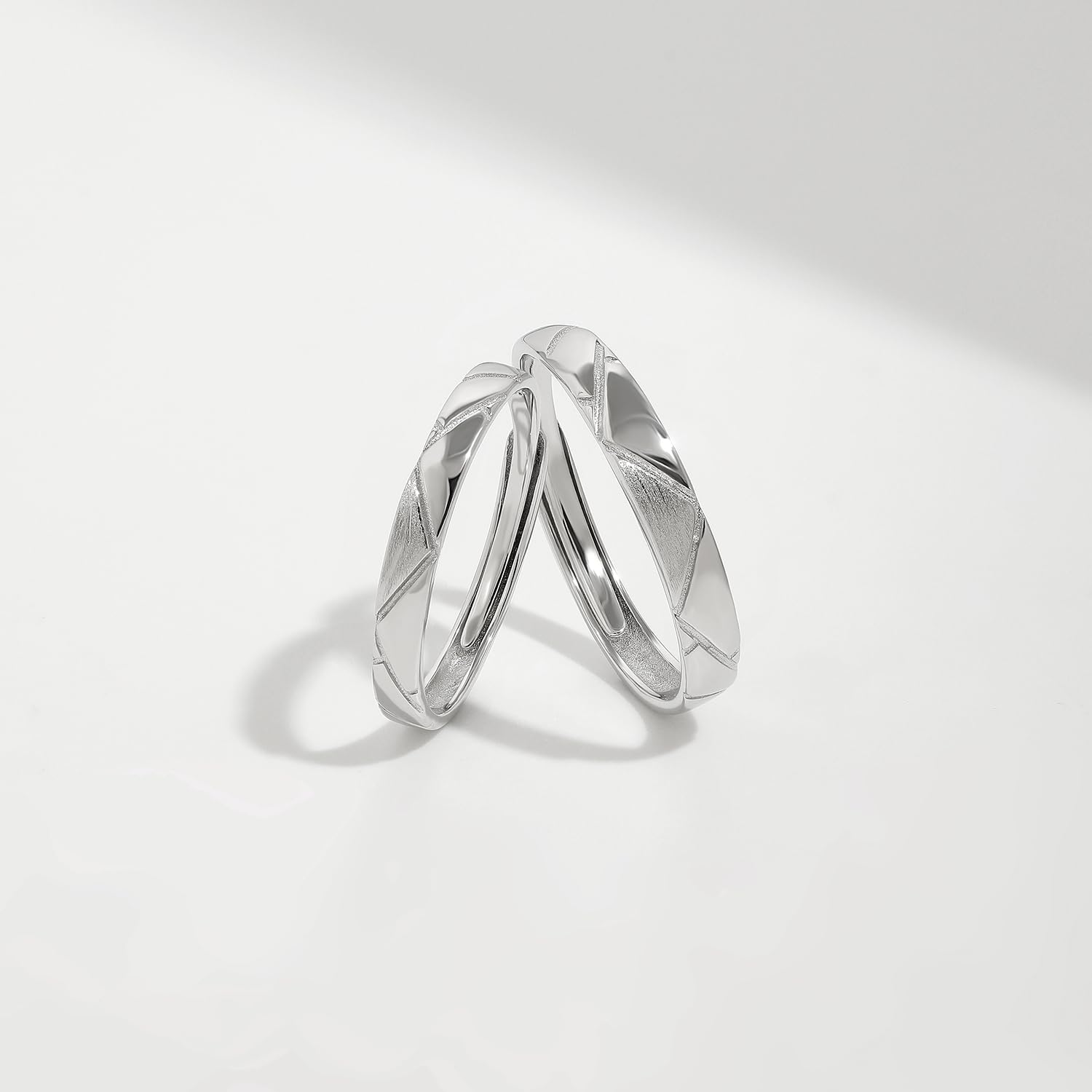 Meissa Anillo de Compromiso Boda para Pareja Novios Alianzas de Plata Pareja de ley 925 Adjustable Diseño de Montañas Regalo de San Valentín Aniversario (Juego de dos anillos)