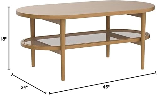 Miniatura 2 de Nathan James Sonia - Mesa de centro con estante de almacenamiento, madera clararatán