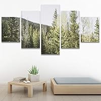 SIGNWIN 5 Panel Canvas Wall Art Modern Art Dramatic Forest Multicolor Photography Romantics Scenic for Home Decorations Ready to Hang - 60