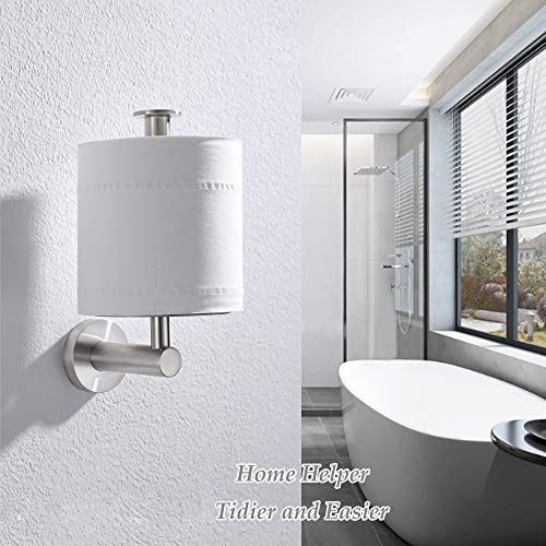 Vertical Toilet Paper Holder, Aomasi Sus304 Stainless Steel Toilet Tissue Roll Hanger With Round Plate, Bathroom Tp Roll Organizer, Wall Mounted, Brushed Nickel #TOP5