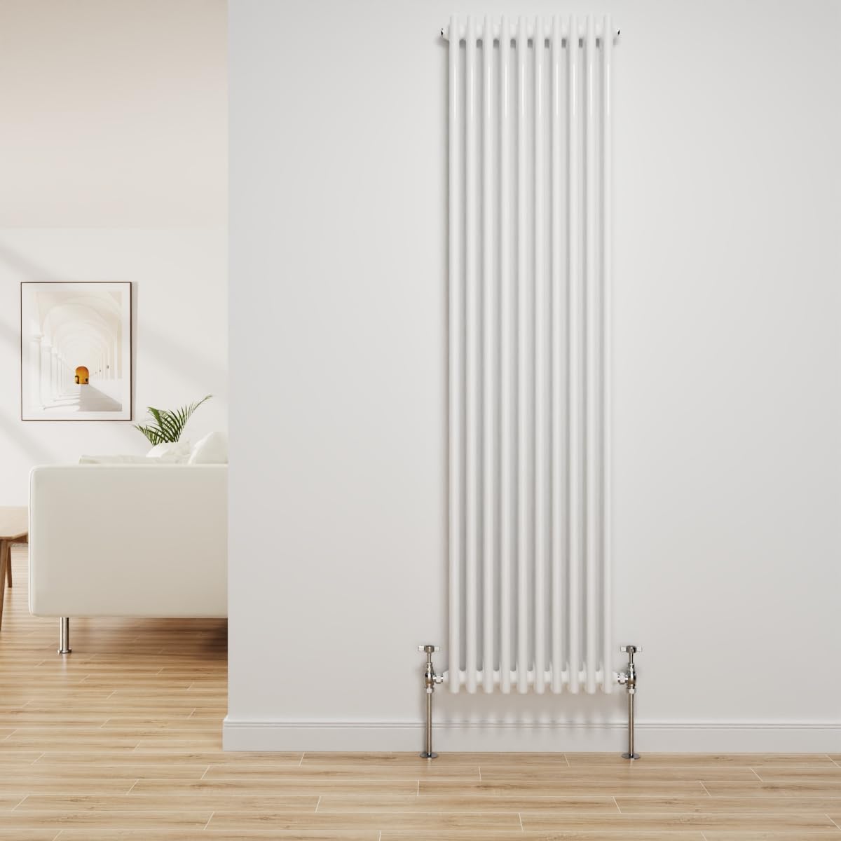 Nrg Gloss White Traditional Radiator Cast Iron 3 Column Vertical Central Heating Bathroom Radiators 1800X472mm