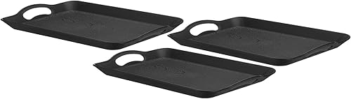 PATIKIL Bandeja de plástico de 20.5 x 13.4 pulgadas, 3 piezas rectangulares de comida rápida, bandeja multiusos para cafetería, para cocina, color